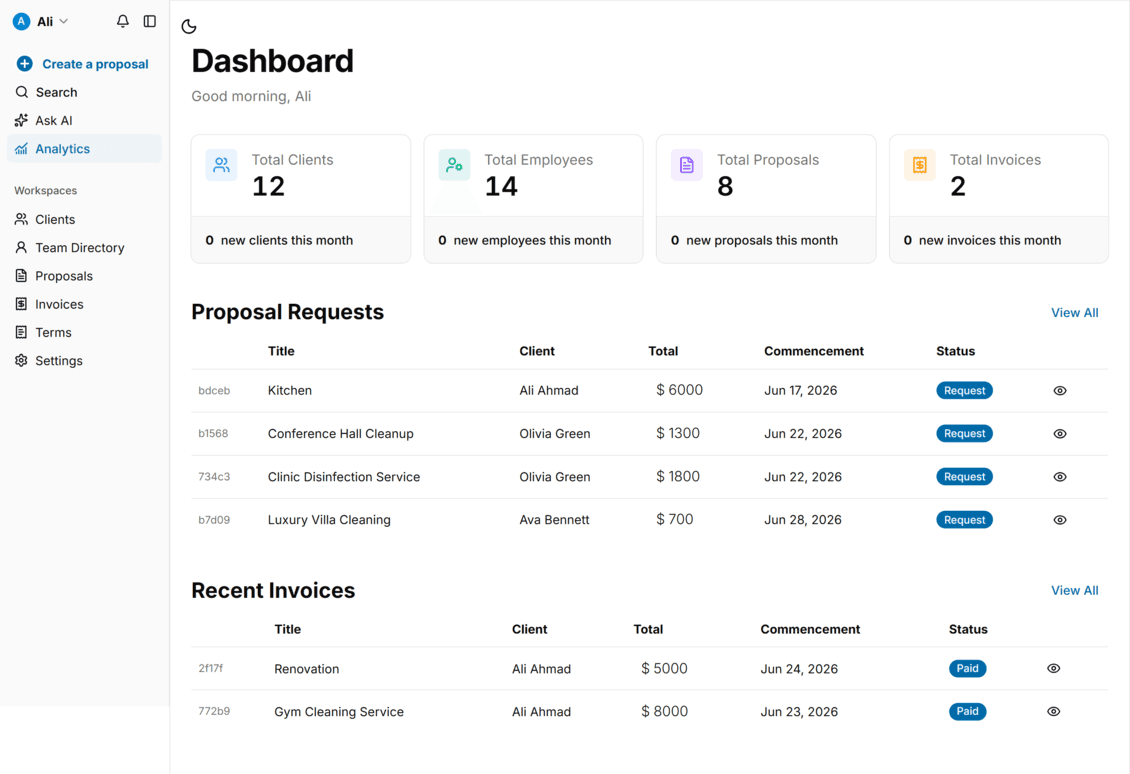 HVAC AI Proposal & Client Management Platform